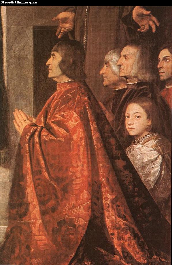 TIZIANO Vecellio Madonna with Saints and Members of the Pesaro Family (detail) wt